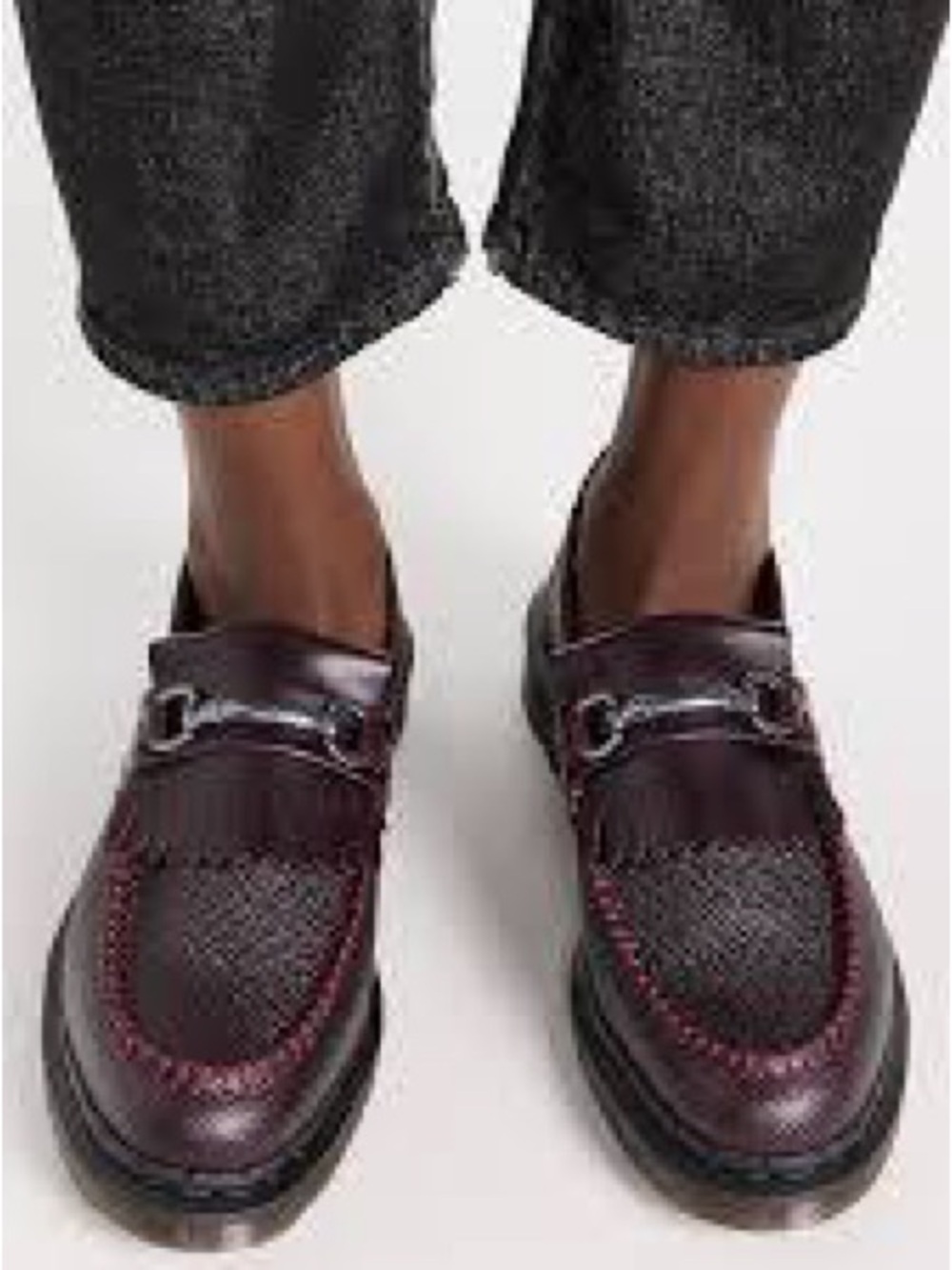 Dr. Martens Men's Burgundy Leather Kiltie Bit Loafers 12